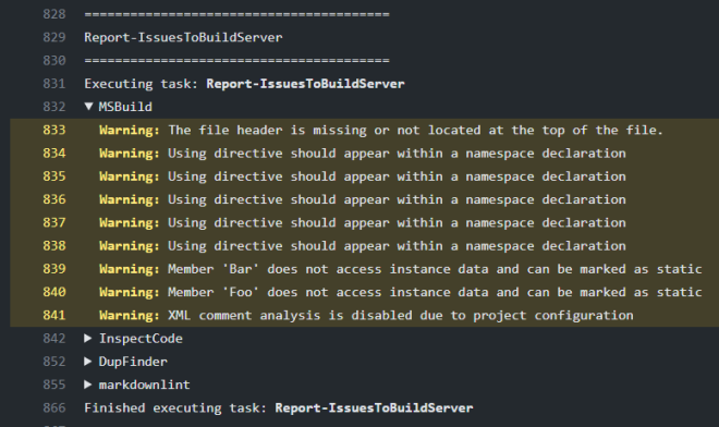 Log output